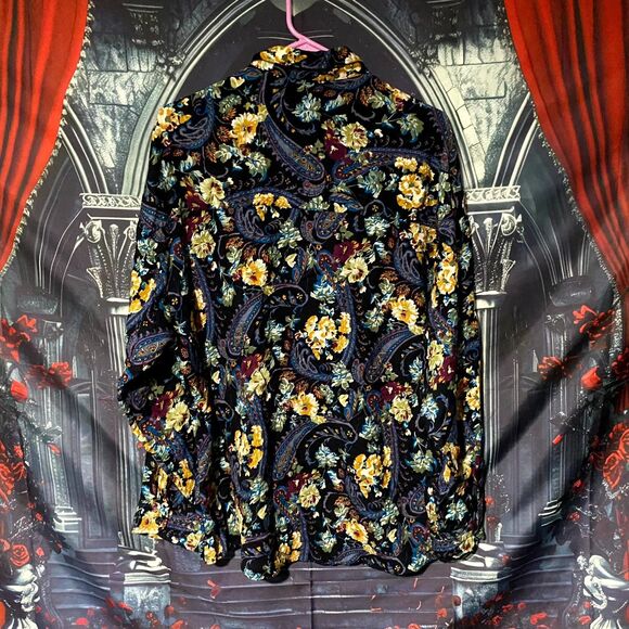 Bon Homme Button-Up Shirt Men's L Black Rayon Paisley Print Casual Outdoor Beach - Picture 3 of 6